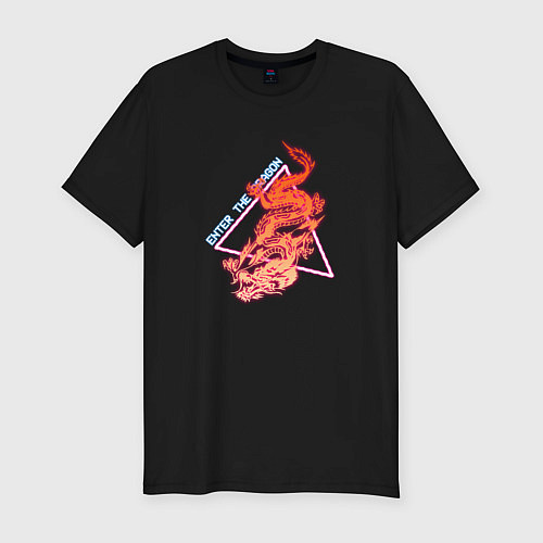 Мужская slim-футболка Retrowave Японский Дракон / Черный – фото 1
