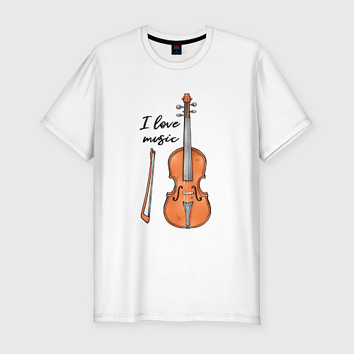 Мужская slim-футболка Я люблю скрипку / Белый – фото 1