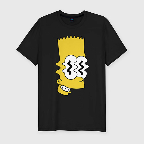 Мужская slim-футболка Bart Simpson - glitch / Черный – фото 1