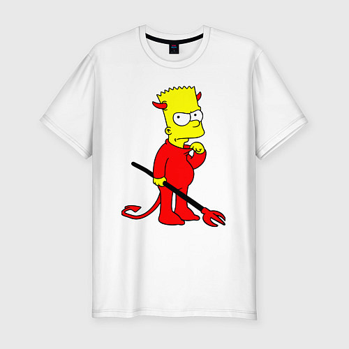 Мужская slim-футболка Bart Simpson - devil / Белый – фото 1