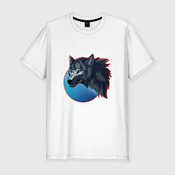 Мужская slim-футболка Морда ночного волка