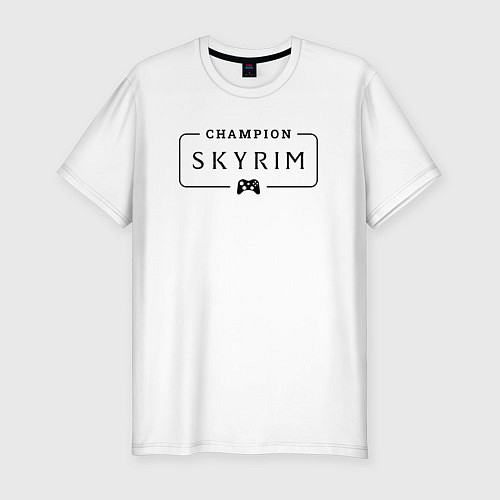 Мужская slim-футболка Skyrim gaming champion: рамка с лого и джойстиком / Белый – фото 1