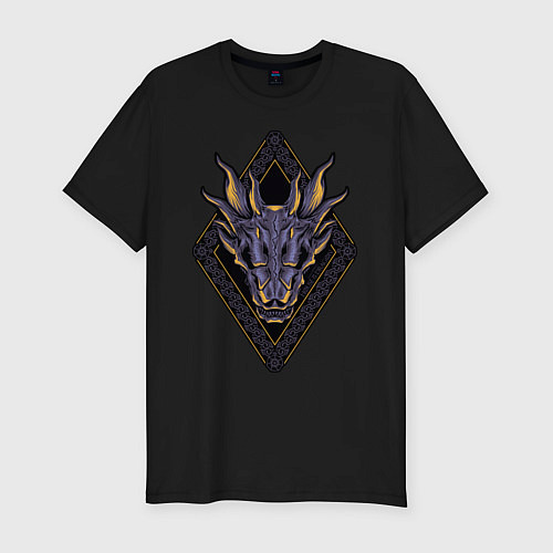 Мужская slim-футболка Дом Дракона арт с драконом / Черный – фото 1