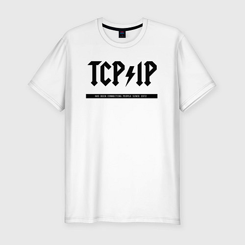 Мужская slim-футболка TCPIP Connecting people since 1972 / Белый – фото 1