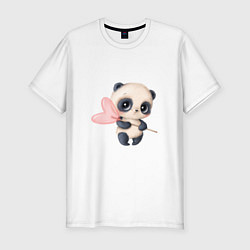 Мужская slim-футболка Панда с леденцом