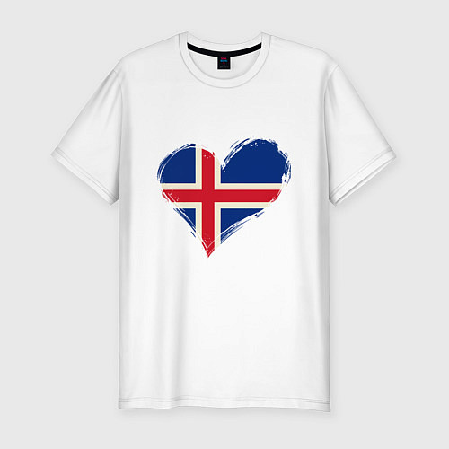 Мужская slim-футболка Сердце - Исландия / Белый – фото 1