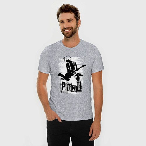 Мужская slim-футболка Punk jump / Меланж – фото 3