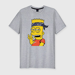 Футболка slim-fit Барт Симпсон - жест двумя пальцами, цвет: меланж