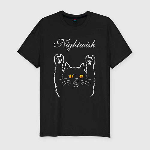 Мужская slim-футболка Nightwish rock cat / Черный – фото 1