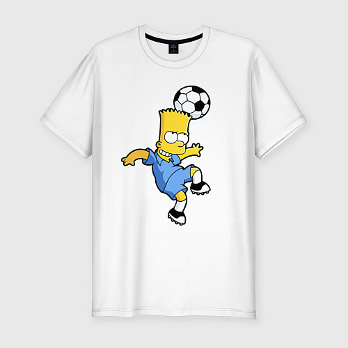 Мужская slim-футболка Барт Симпсон - игра головой! / Белый – фото 1