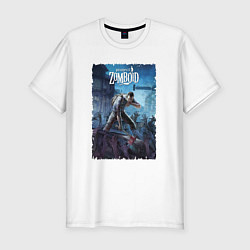 Футболка slim-fit В пылу битвы - Project Zomboid, цвет: белый