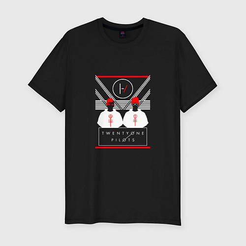 Мужская slim-футболка Duet of a musical group / Черный – фото 1