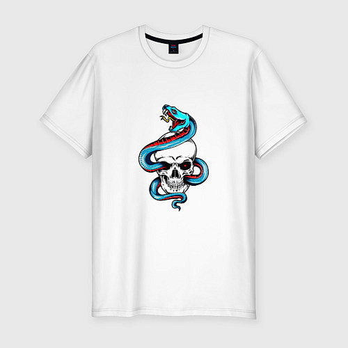 Мужская slim-футболка Snake in the skull / Белый – фото 1