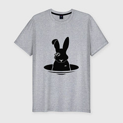 Мужская slim-футболка Кролик с моноклем