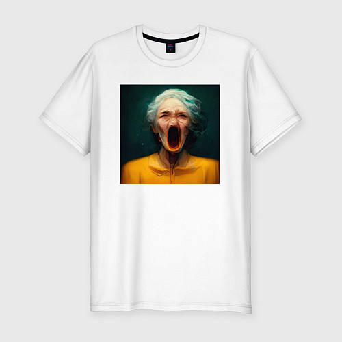 Мужская slim-футболка Портрет ужасной бабушки / Белый – фото 1