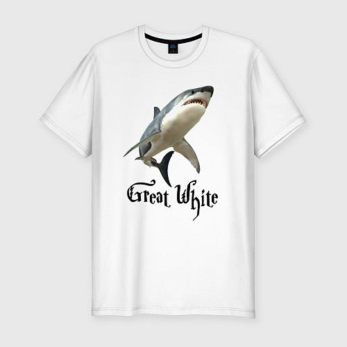 Мужская slim-футболка Большая белая акула / Белый – фото 1