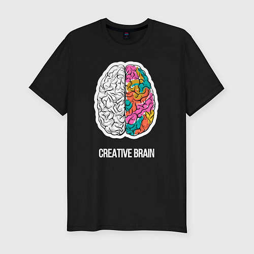 Мужская slim-футболка Creative Brain / Черный – фото 1