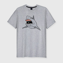 Футболка slim-fit Злая белая акула, цвет: меланж