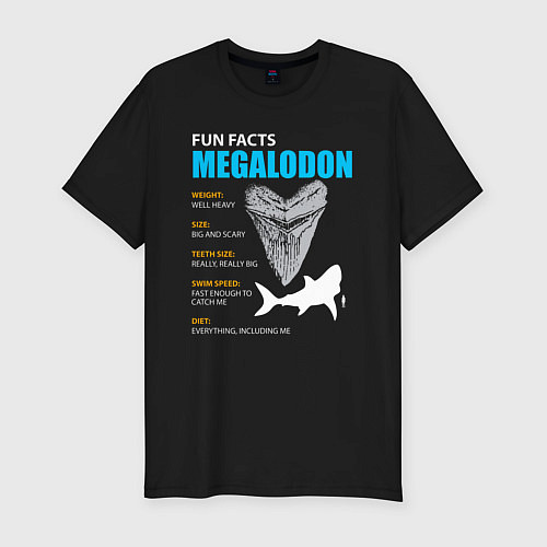 Мужская slim-футболка Забавные факты о мегалодонах / Черный – фото 1