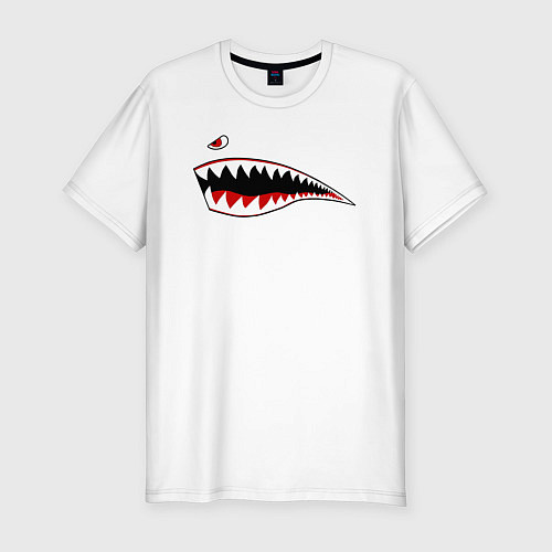 Мужская slim-футболка Акулья морда / Белый – фото 1