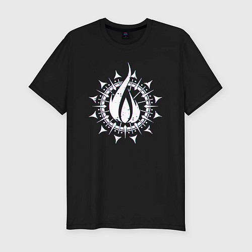 Мужская slim-футболка In flames - logo neon / Черный – фото 1