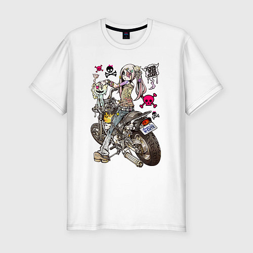 Мужская slim-футболка Anime biker girl / Белый – фото 1