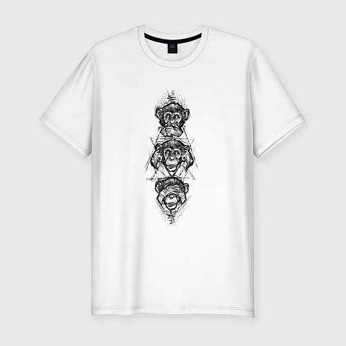 Мужская slim-футболка Monkey Обезьяна / Белый – фото 1