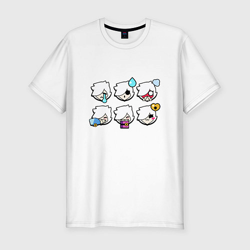 Мужская slim-футболка Значки на Колетт Пины Бравл Старс Colette / Белый – фото 1