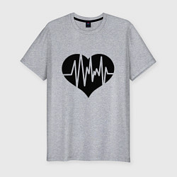 Мужская slim-футболка Кардиограмма сердца
