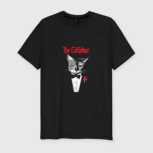 Мужская slim-футболка The Catfather / Черный – фото 1
