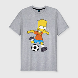 Футболка slim-fit Барт Симпсон бьёт по футбольному мячу, цвет: меланж