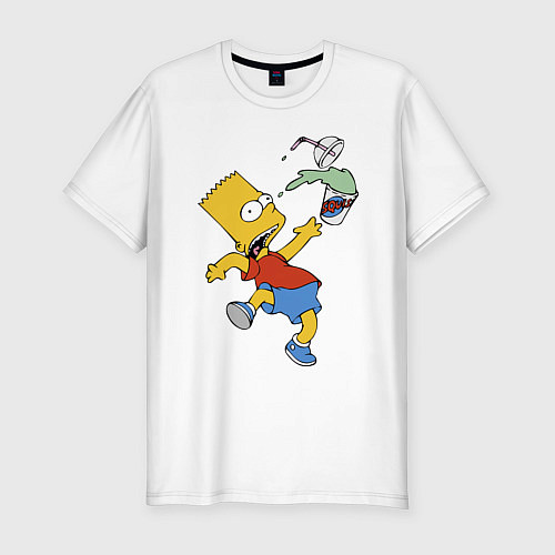 Мужская slim-футболка Барт Симпсон выронил стаканчик с лимонадом / Белый – фото 1