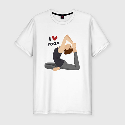 Мужская slim-футболка Я люблю йогу / Белый – фото 1
