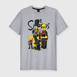 Футболка slim-fit Семейка Симпсонов в кожаной одежде с заклёпками, цвет: меланж