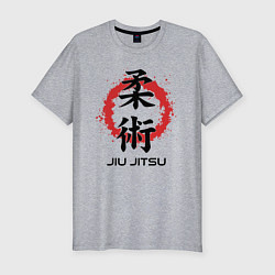 Футболка slim-fit Jiu jitsu red splashes logo, цвет: меланж