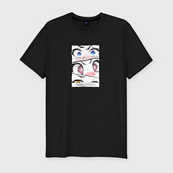 Футболка slim-fit Ахегао глазки, цвет: черный