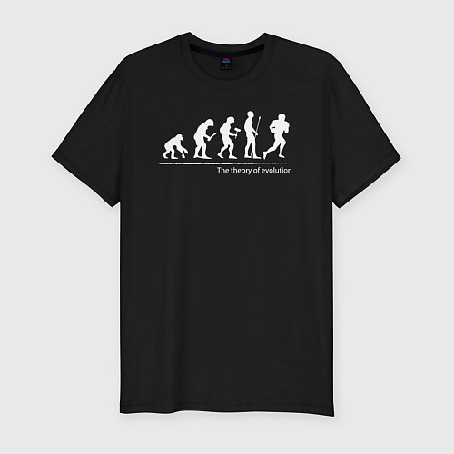 Мужская slim-футболка Теория эволюции - американский футбол / Черный – фото 1