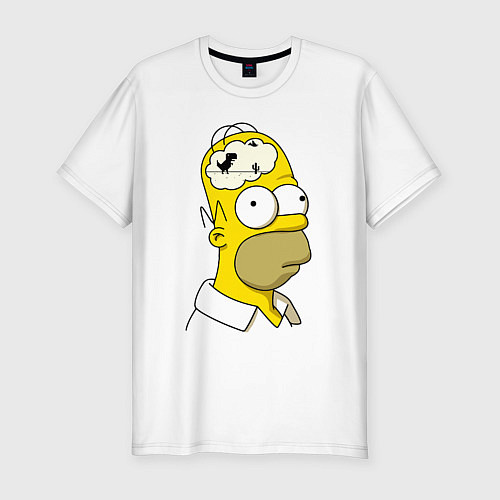 Мужская slim-футболка Гомер Симпсон - нет подключения к интернету / Белый – фото 1
