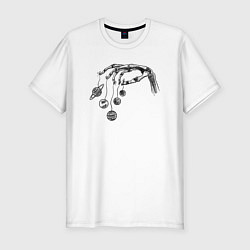 Мужская slim-футболка Рука с планетами
