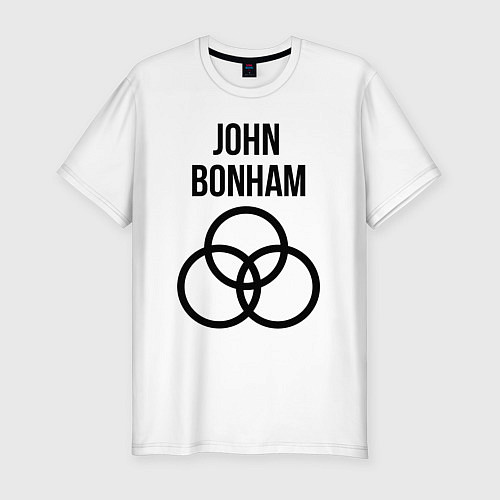 Мужская slim-футболка John Bonham - Led Zeppelin - legend / Белый – фото 1