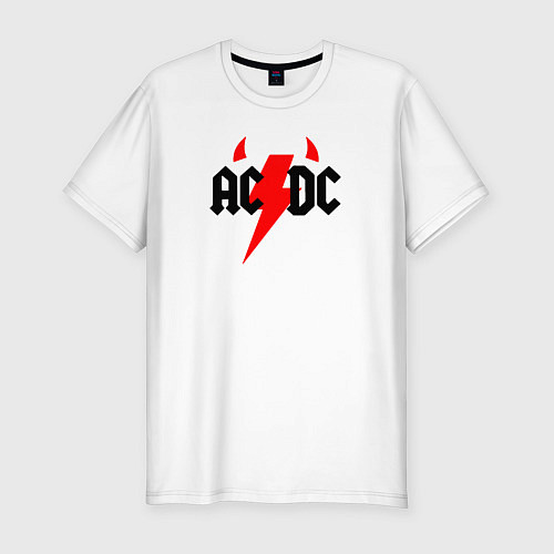 Мужская slim-футболка AC DC - рога / Белый – фото 1