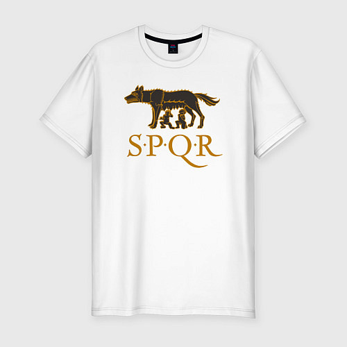 Мужская slim-футболка Капитолийская волчица SPQR / Белый – фото 1