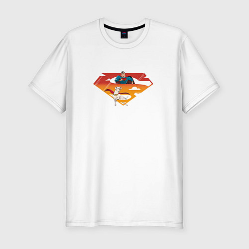 Мужская slim-футболка Супермен и его пес Крипто DC Лига Суперпитомцы / Белый – фото 1