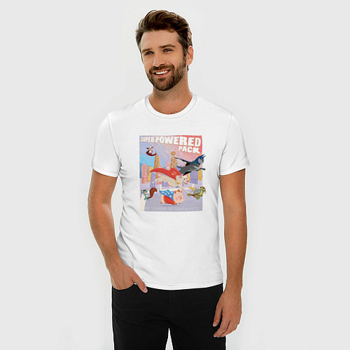 Мужская slim-футболка Все супер питомцы DC Лига Суперпитомцы / Белый – фото 3