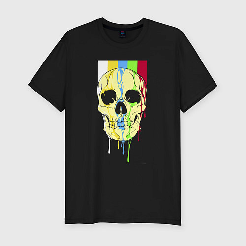 Мужская slim-футболка Color skull - vanguard / Черный – фото 1