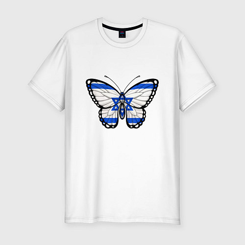 Мужская slim-футболка Бабочка - Израиль / Белый – фото 1