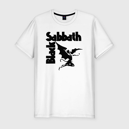 Мужская slim-футболка Блэк Саббат метал / Белый – фото 1