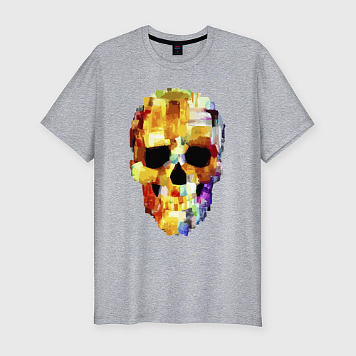 Мужская slim-футболка Color skull - sketch / Меланж – фото 1