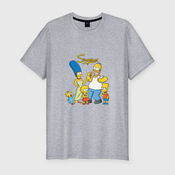 Футболка slim-fit The Simpsons - happy family, цвет: меланж