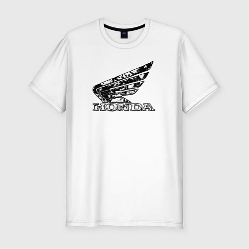 Мужская slim-футболка Хонда логотип / Белый – фото 1